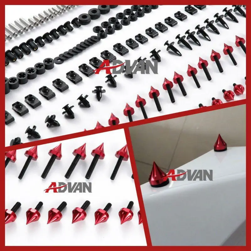 

Optional:Red,Green,Orange,Blue,Black,Sliver,Chrome)Spike Fairing Bolt Kit Set Fasteners Screws fit for Suzuki GSX-R1000 03-04