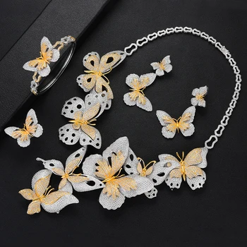 

GODKI Luxury Lariat Butterfly African Cubic Zircon CZ Nigerian Jewelry sets For Women Wedding Dubai Gold Bridal Jewelry Set 2019