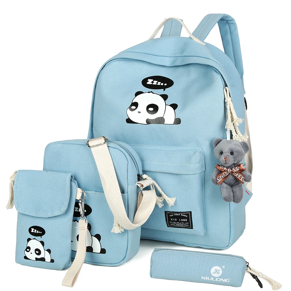 2018 Nova Moda Mochila de Lona Escola Mochilas Para Menina Adolescentes Panda Crianças Casuais