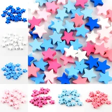 Espaçador de contas de madeira, moda 40 pçs pode escolher a cor da forma de estrela contas de madeira para fazer chupeta clip 20mm diy contas de pingente