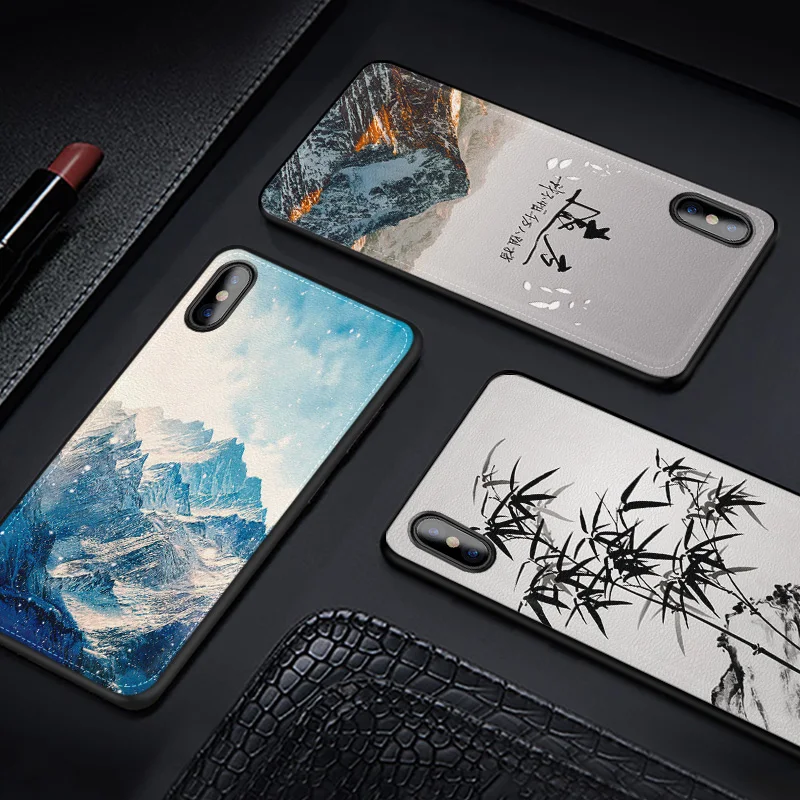 

IIOZO Natural Scenery Soft PU Leather Case For Iphone X XR XS MAX 6 7 8 plus Snowy Mountains Back Cover Phone Cases