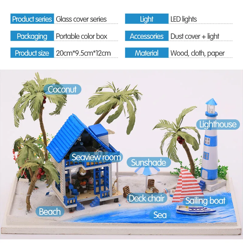 DIY деревянный дом Miniaturas с мебели DIY Эгейское море миниатюрный дом Кукольный домик детские игрушки подарок на Рождество и день рождения N002