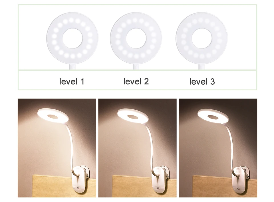 EeeToo USB Rechargeable LED Night Light for Children Desk Lamp Eye Protection LED Table Lamp with 18650 Battery Clip Night Lamp (15)