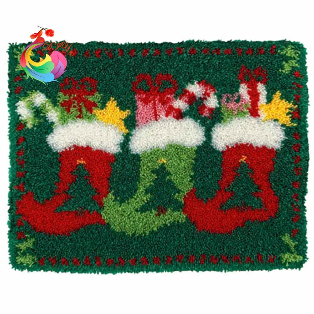 Christmas decoration Latch hook rug kits Felt Craft tool kit in a suitcase 52X38CM knitting