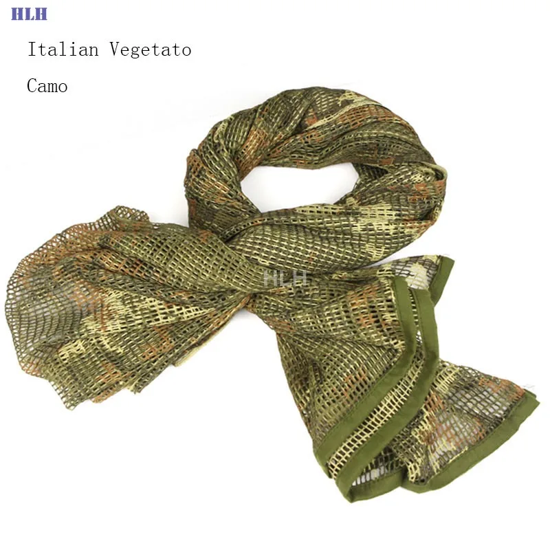 Italian Camo Мужская камуфляжная сетка Пеший Туризм шарф Кемпинг Походные шарфы дезерты в стиле милитари с защитой от ветра шарф, кашне вуаль прикрытие для снайпера шарф - Цвет: Italian Camo