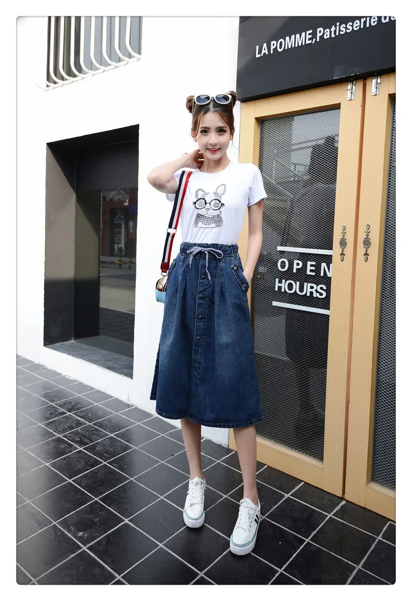 Full Size 2017 Autumn New Women Denim Skirts Korean Fashion Casual