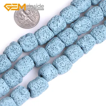 

Big hole (3mm) 12x14mm cloumn Colorful Volcanic Sponge Lava Gem stone Beads For Jewelry Making Strand 15" Necklace DIY