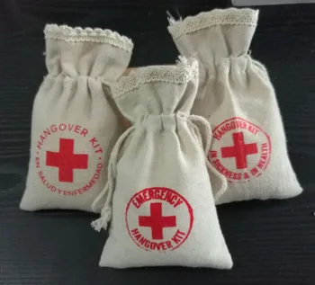 

Hangover Kit Candy Favor Drawstring Bag 9x15cm(3.5"x6") 12x18cm Pack Of 50 Lace Linen Gift Packaging Pouch