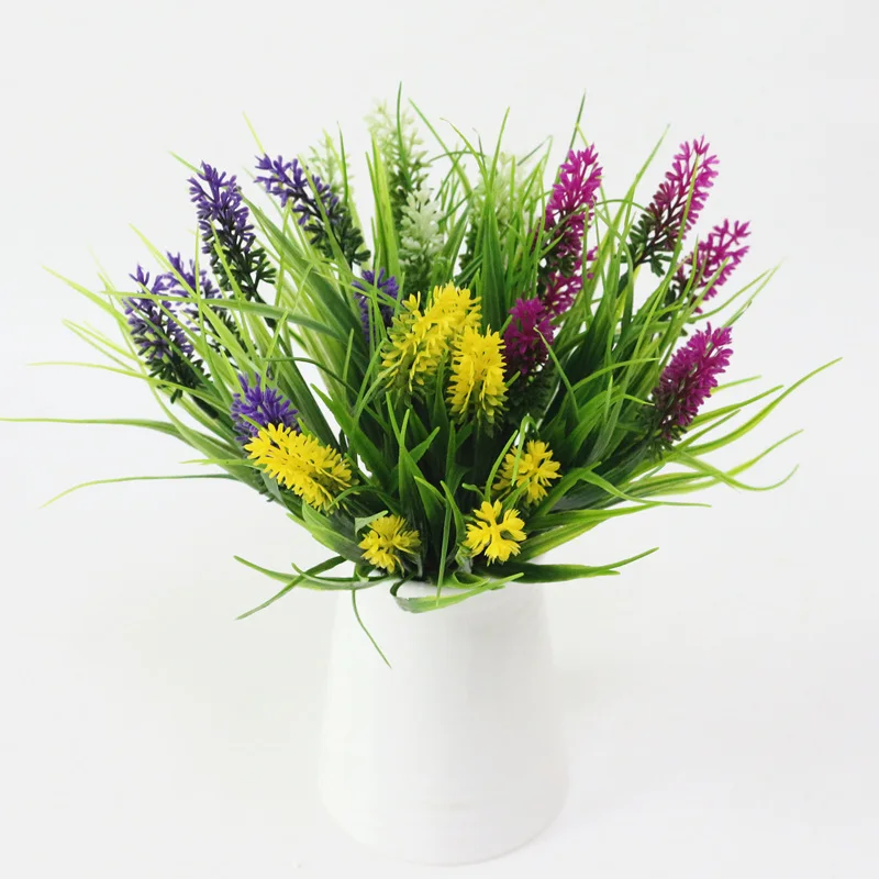JAROWN Artificial Flower Plastic Fake Flowers Simulation Lavender Bouquet Flores Wedding Decor Home Gardening Decor Accessories (25)