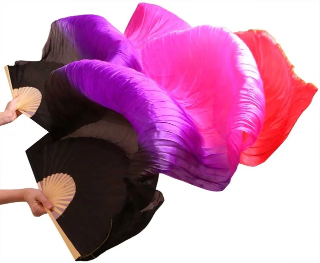 

New arrivals women silk belly dance fan veils of belly dance fans on sale Black+purple+pink+rose red