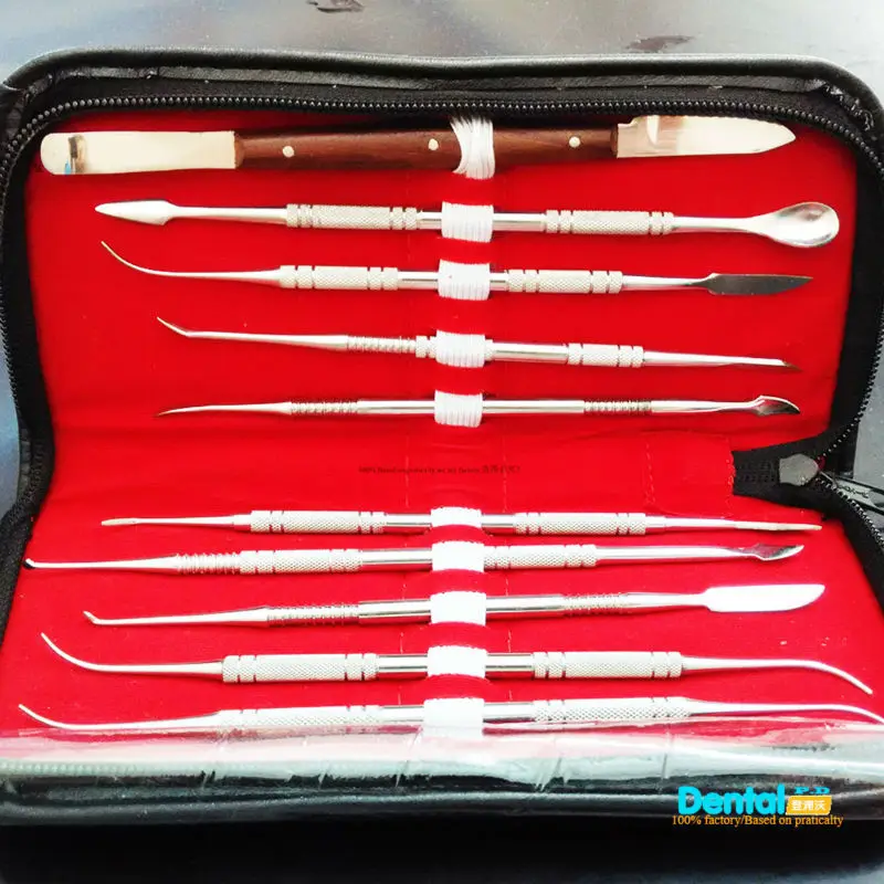 

Free shipping Dental Lab Stainless Steel Kit Wax Carving Tool Set Surgical Dental Instruments