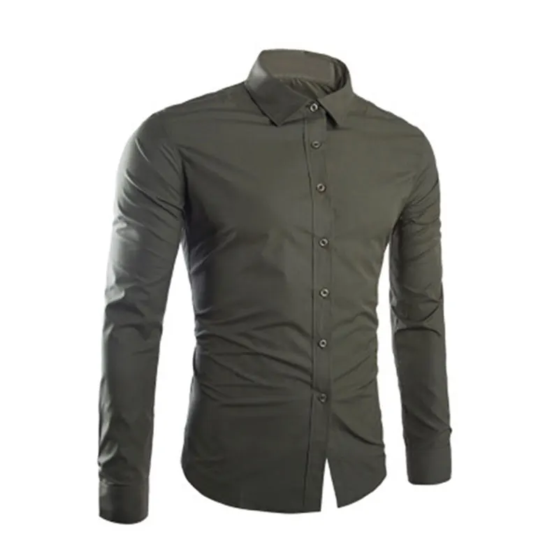 Новые весенне-осенние мужские рубашки с длинным рукавом одноцветные легкие в уходе противосминаемый мужские повседневные рубашки VK-ING