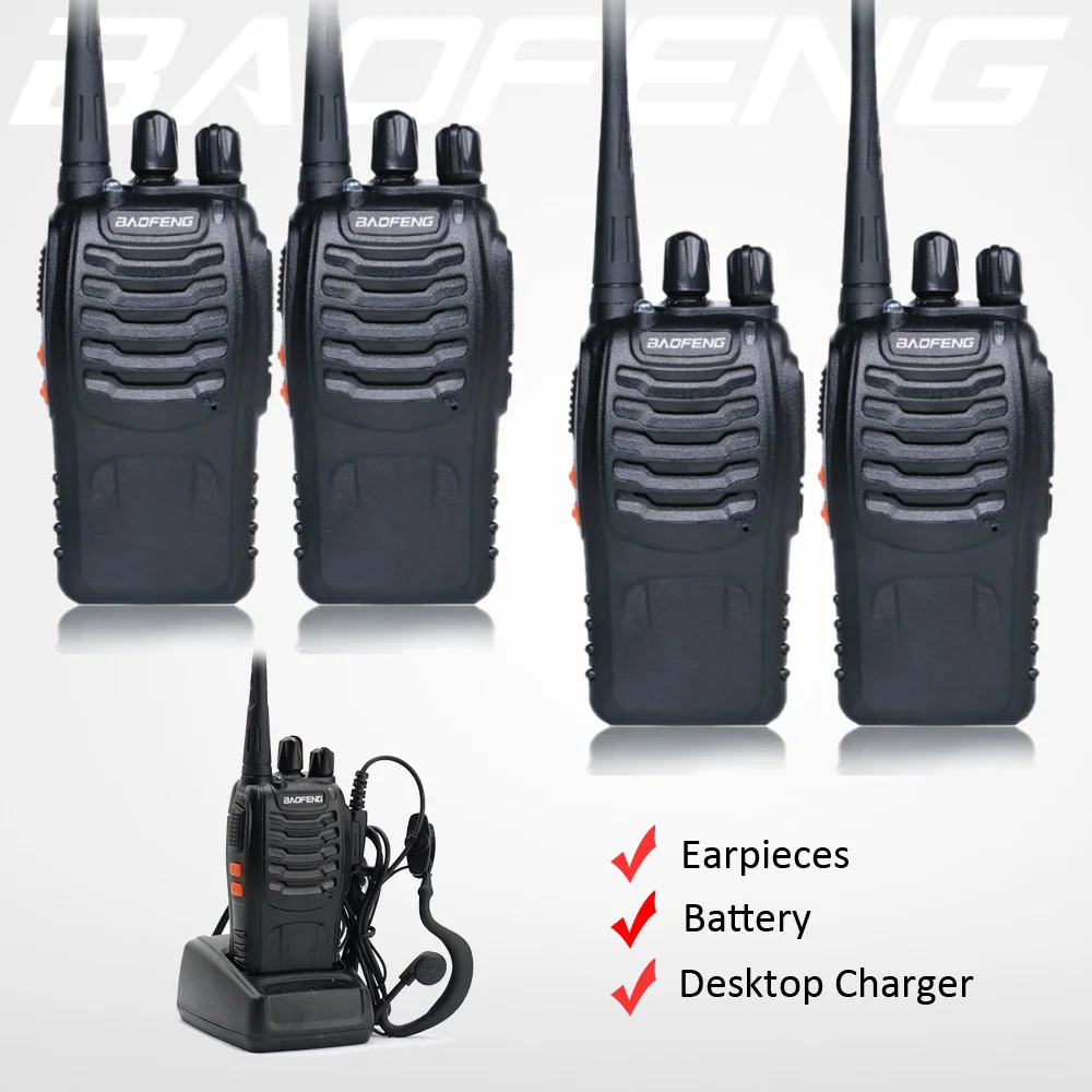 4 шт. Baofeng 888 S Двухстороннее Хэм FM радио BF-888S ручной Pofung рация UHF 400-470 мГц 16CH