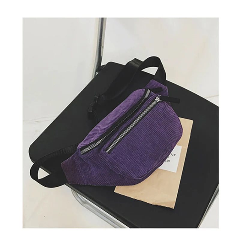 Canvas Waist Bag Unisex Zipper Chest Street Sport Casuale Fanny Pack Girl Boy Belt Bags Fashion Phone B90,Purple
