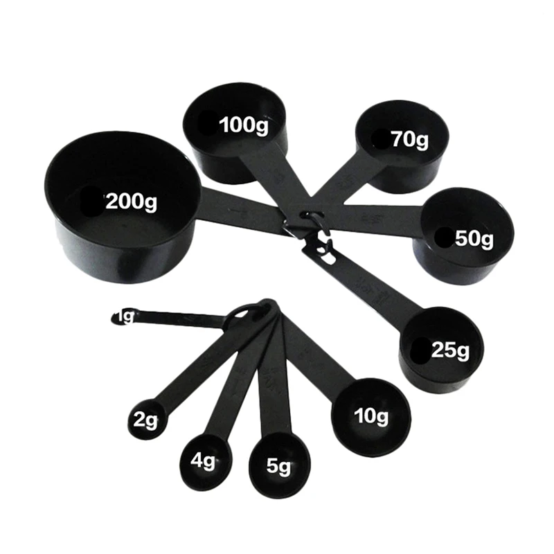 

10Pcs/Set Black Color Measuring Cups And Measuring Spoon Scoop Silicone Handle Kitchen Measuring Tool