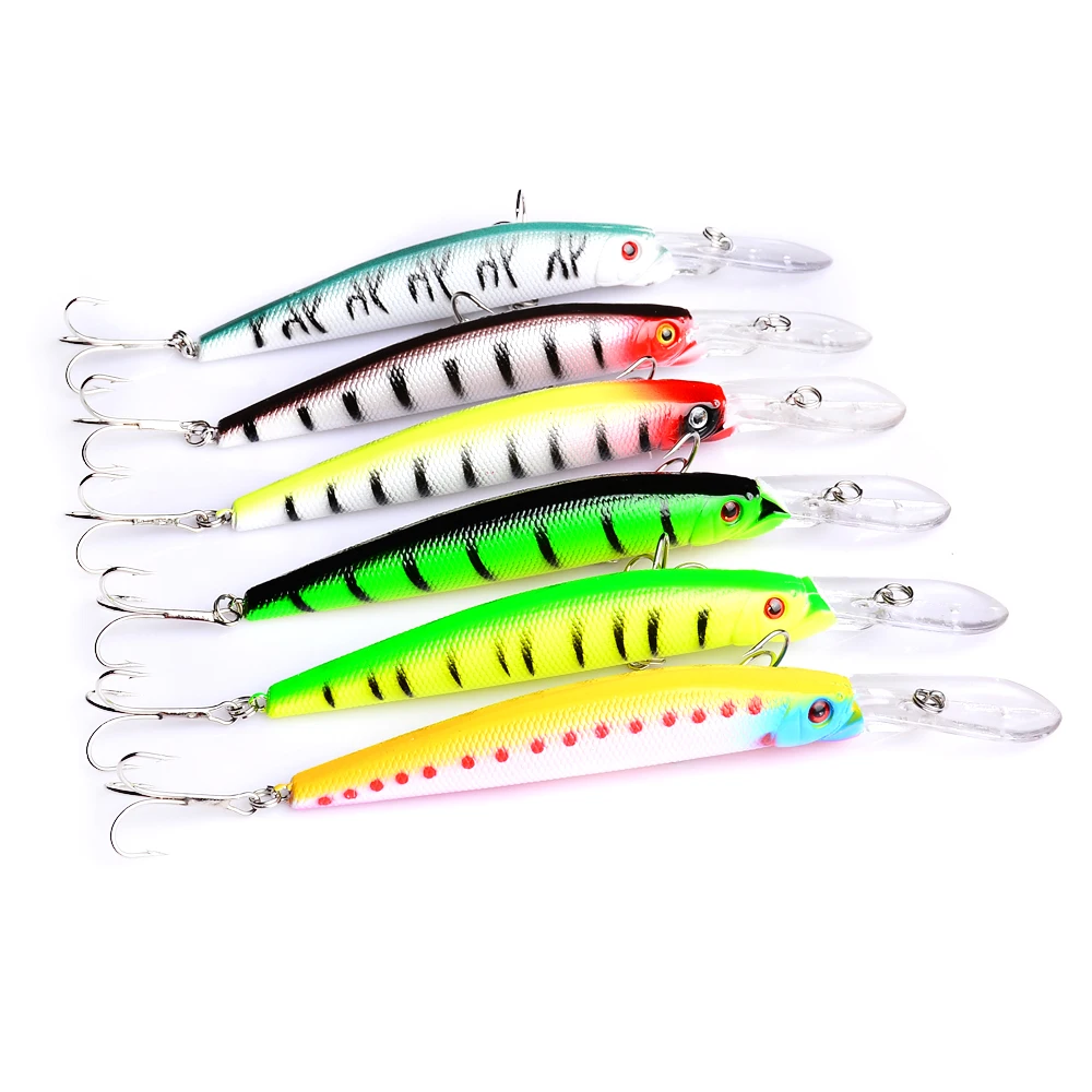 

6pcs Big Minnow Fishing Lures Bass CrankBait Hooks 14.5cm 14.7g Isca Artificial Plastic Fishing Tackle Fishing Wobblers YUZI