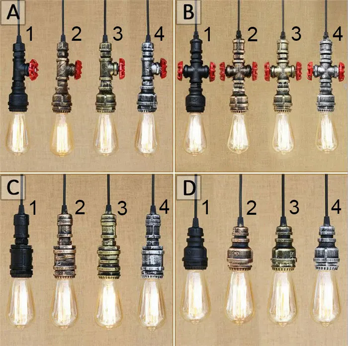 

2017 New Retro Vintage pipe Pendant Light Lamp Loft Industrial Edison Bulb Lamp America Country style luminaries Hanging Lamp