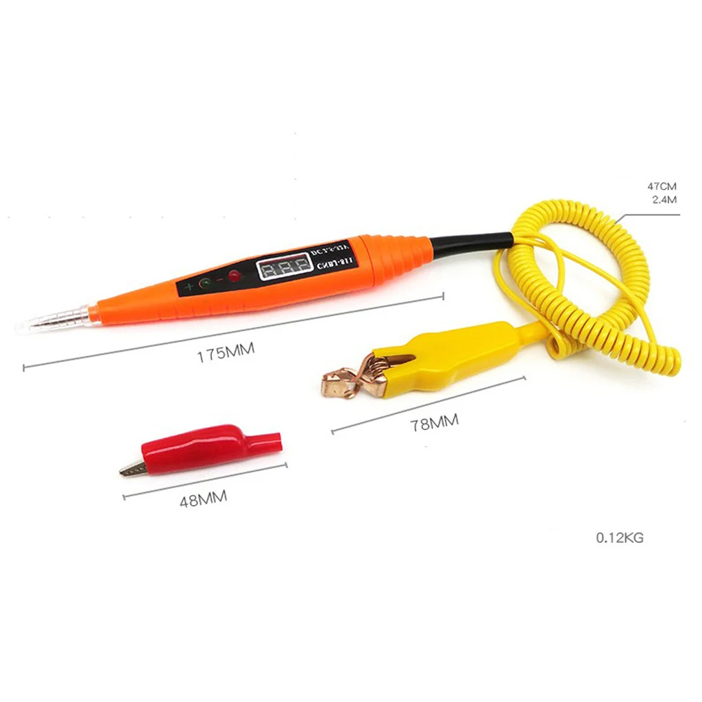Heavy Duty DC 2.5-32V Digital Electric Circuit Tester Pen Waterproof Car Boat Vehicle Voltage Tester LCD Display Alligator Clip 