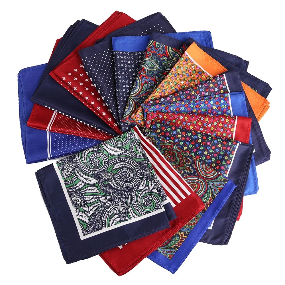 new luxury men s handkerchief polka dot striped floral printed hankies polyester hanky business pocket square chest towel23 23cm Tailor Smith Men's Handkerchief Floral Anchor Checked Polka Dot Printed Hankies Polyester Hanky Business Pocket Square 33x33 CM