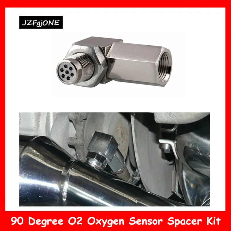 90° O2 Oxygen Sensor Spacer Engine Light CEL Check Bung Mini Catalytic Converter