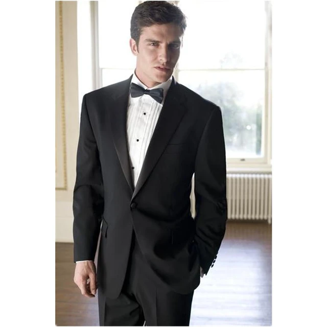 Traje de novio negro con botones (chaqueta + Pantalones + pajarita) chaqueta de los hombres vestido de traje de boda para hombres, esmoquin mejor trajes para hombre _ Mobile