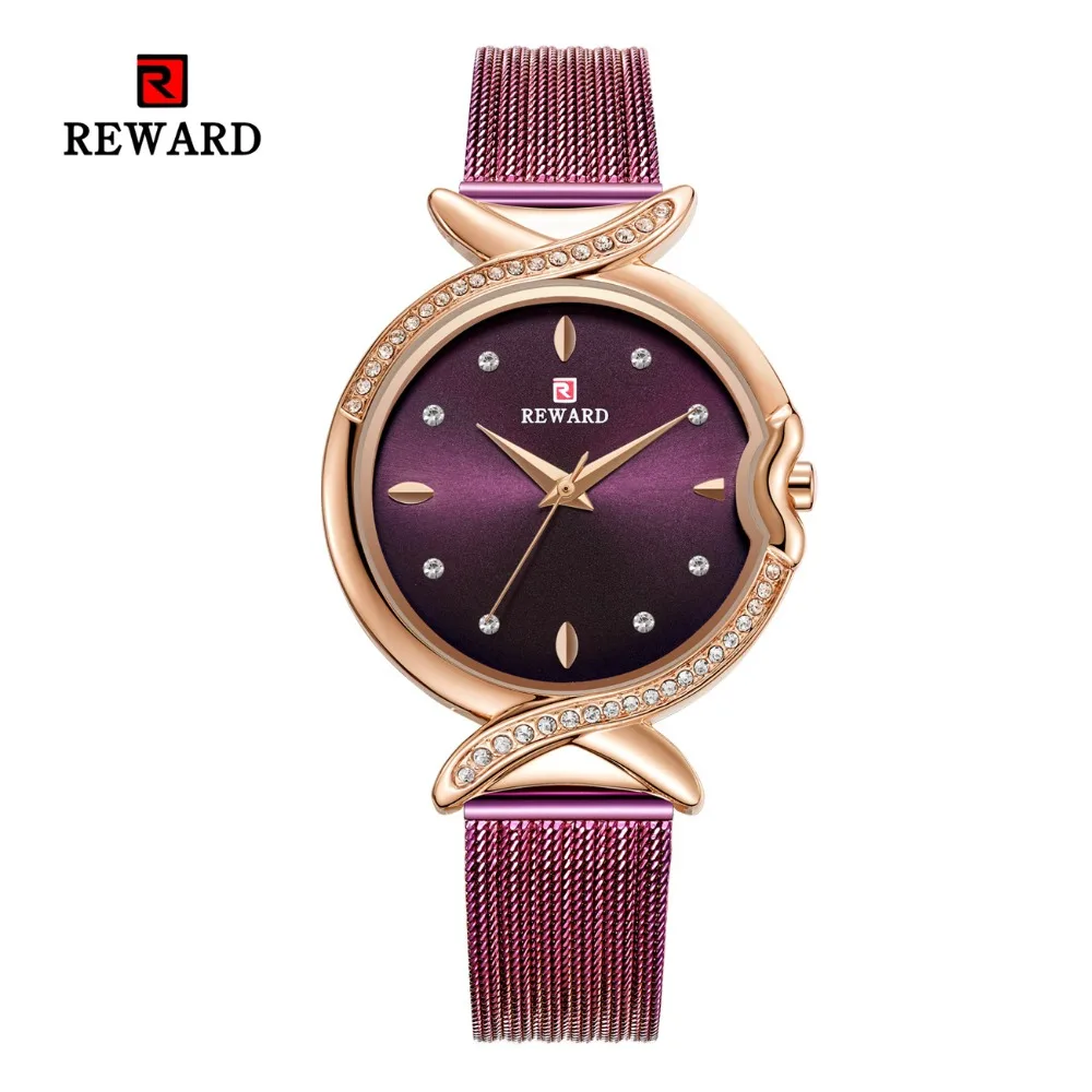 

REWARD 2019 Hot Brand Luxury Top Waterproof Mesh Steel Strap Diamonds Small Dial Ladies Watch Quartz Women Watches montre femme