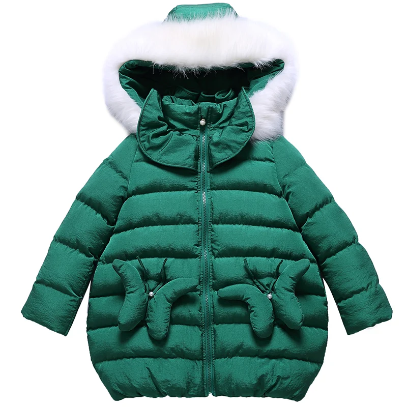 Girl winter jacket coat green 2017 new lovely cute fashion long