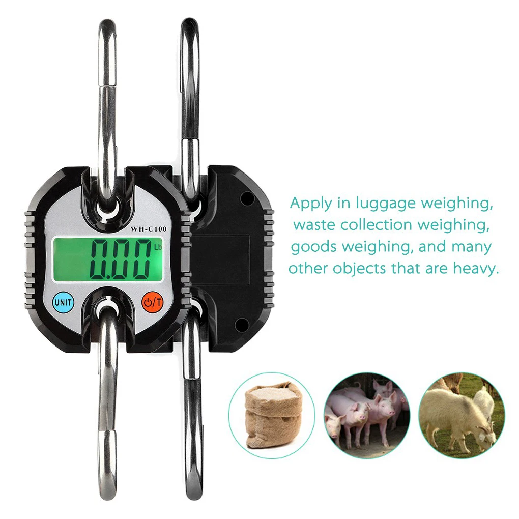 

150kg x 50g Digital Hanging Scale Stainless Steel Hook Electronic Crane Scale Luggage Balance Weighing Tool