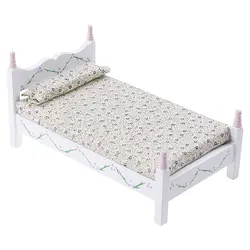 Мини-кровать с подушкой для девочек кукольный домик для спальни игрушечная мебель для Детская кукла ролевые игры розовый цвет 1:12 ручная