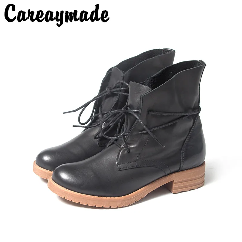 2016 new Spring genuine leather RETRO art soft short tube with low help tie Martin women boots,Blck& Coffee 2016 new Spring genuine leather RETRO art soft short tube with low help tie Martin women boots,Blck& Coffee