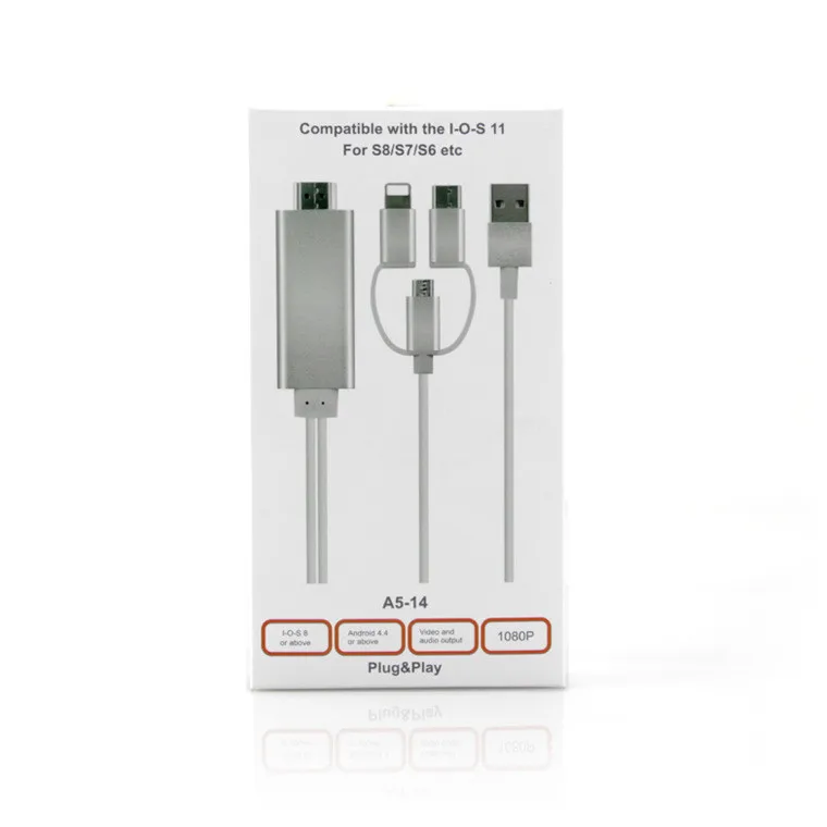 3 в 1 2 м HDMI кабель usb type-c Micro USB к HDMI для iPhone 5 5S 6 6S Plus для Android LG samsung htc xiaomi