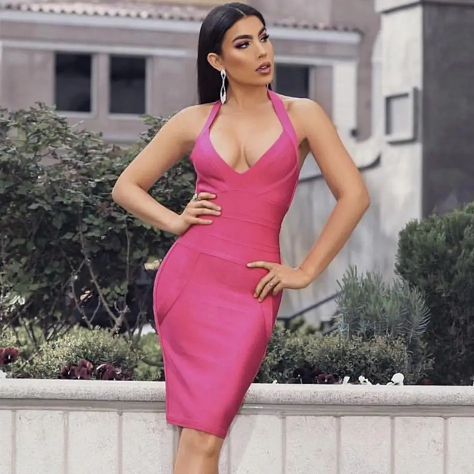 

New Celebrity Party Bodycon Bandage Dress Women Spaghetti Strap V-Neck Off The Shoulder Sexy Night Out Club Dress Women Vestidos