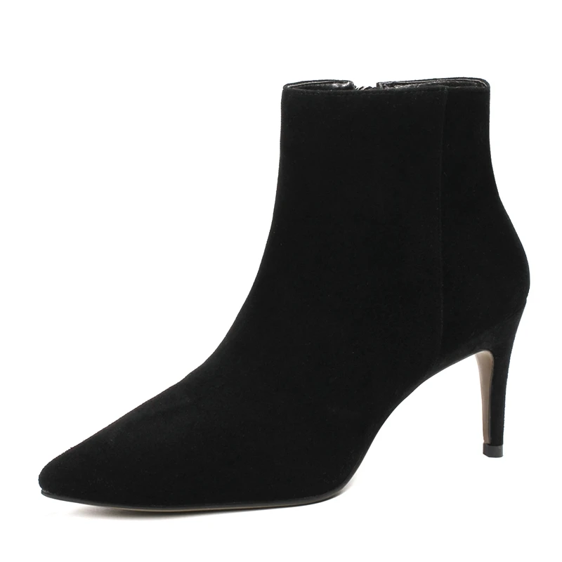 Black AnmaiRon/женские ботильоны; zapatos de mujer bella hadid; Зимние ботильоны на молнии; большие размеры 34-43; ZYL1354 - Цвет: Black