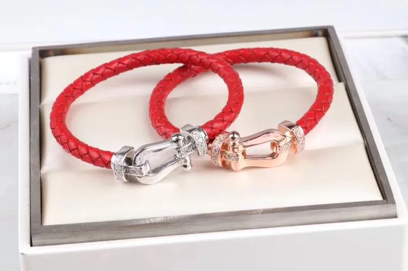

Viking jewelry S925 silver half zircon bracelet bangles red original nylon rope bangles vintage style u bracelets women men