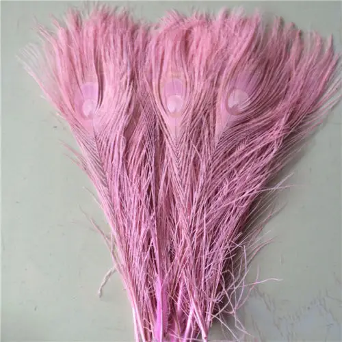 50pcs/Lot Pink Peacock feathers eyes 25 30cm 10 12 Inchs Peacock