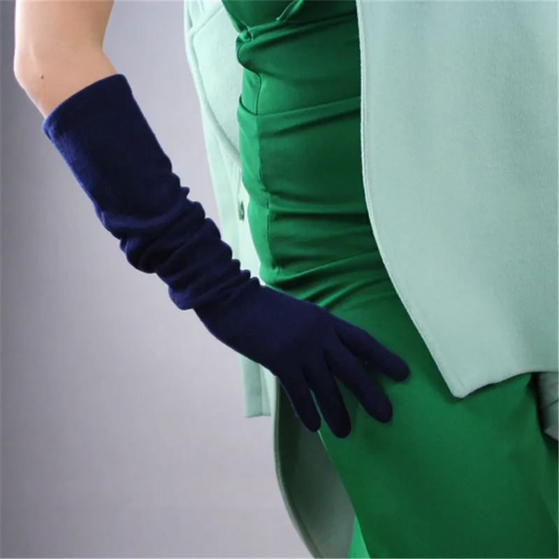 Cashmere Wool Woman's Gloves Long Style Elastic Retro Evening Vestido Classical French Elegance Lady Gloves Female TB26-1