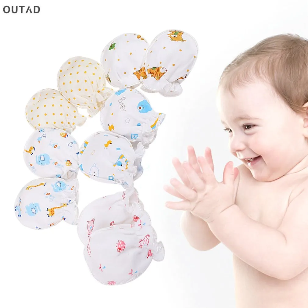 Модные детские перчатки с мультяшным рисунком, анти-захватывающие перчатки для новорожденных, защита лица, полностью хлопковые дышащие перчатки против царапин