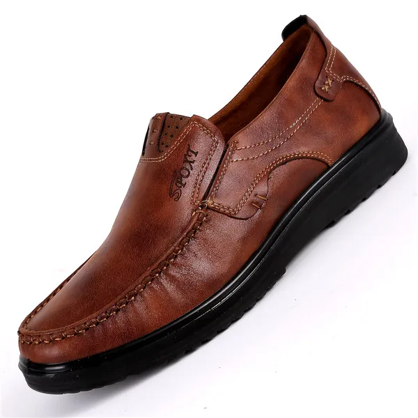 Новинка года; удобная мужская повседневная обувь; Лидер продаж; мужские лоферы; мужские туфли из искусственной замши на плоской подошве; мокасины; большие размеры 38-48 - Цвет: Коричневый