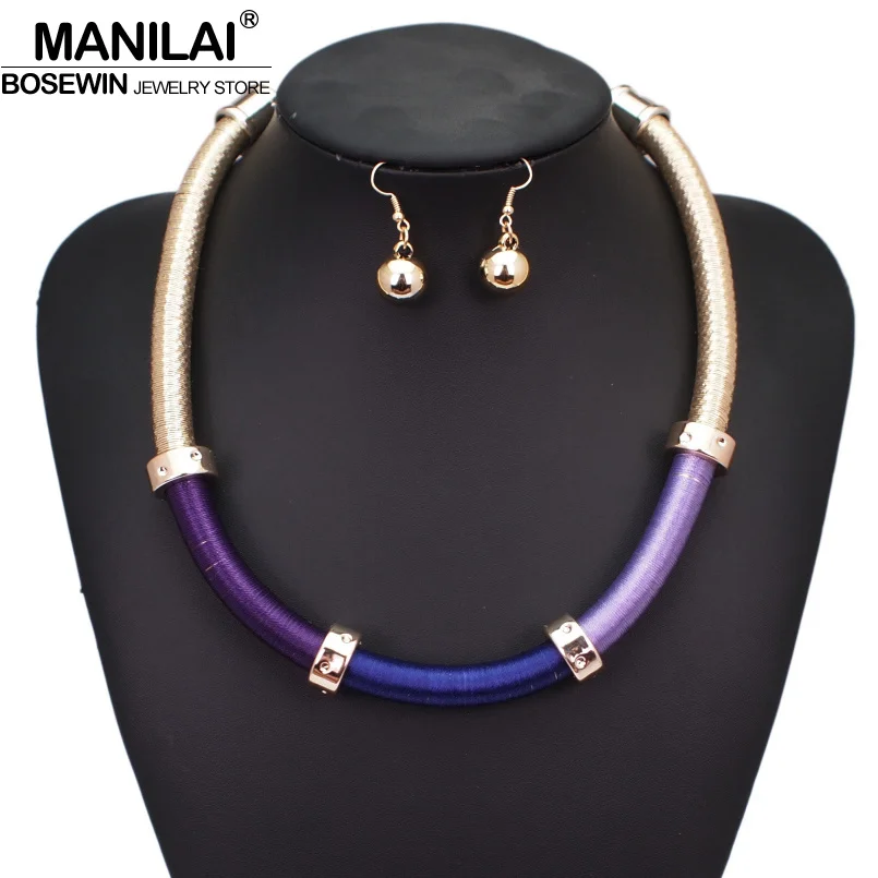 MANILAI, богемное обертывание, проволочный чокер, ожерелье s для женщин, свадебные ювелирные изделия, массивная цепочка из сплава, нагрудный воротник, ожерелье, серьги, наборы