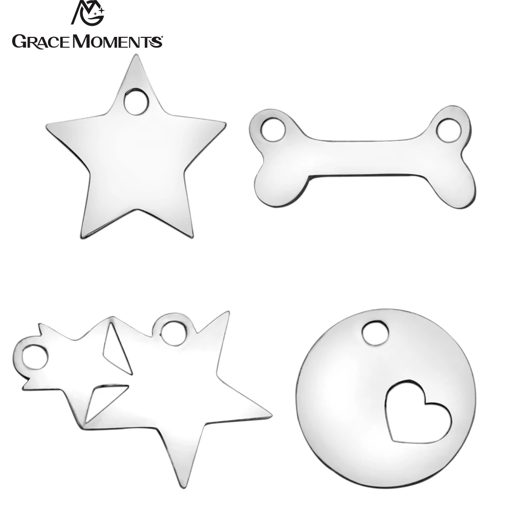 50pcs/Lot 316L Stainless Steel Charms Many Different Shapes Charm