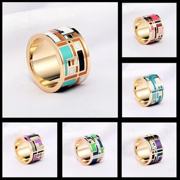 

Free Shipping Fashion Rings Enamel Jewelry For Women Design Enamel Rings High-end Retro Elegant Classic Stainless Steel Jewelry