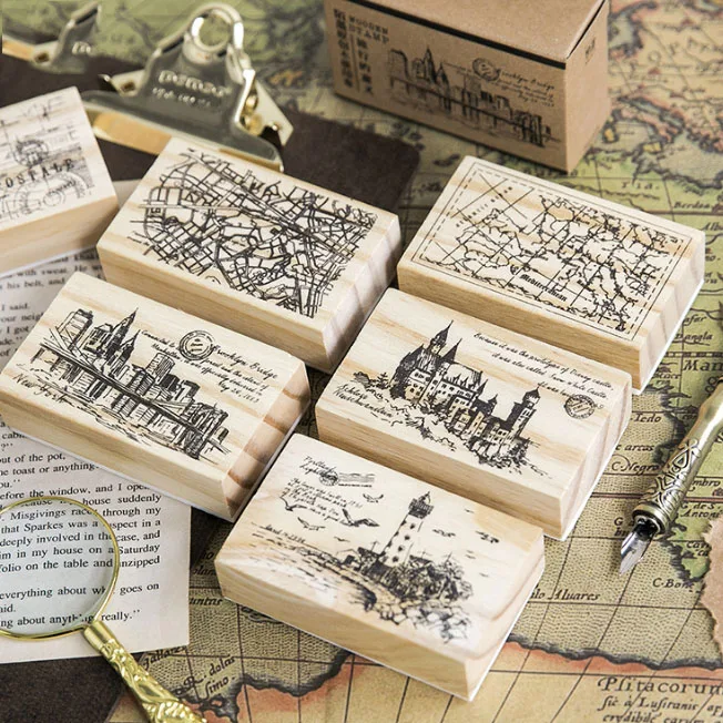 

1 Pcs Vintage City Map Wood Stamp DIY Wooden Rubber Stamps for Scrapbooking Stationery Standard Stamp Gifts