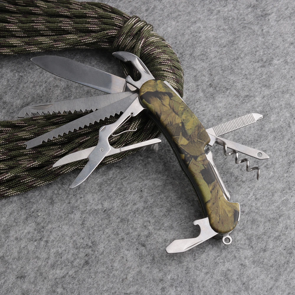 11 в 1 складной швейцарский нож из нержавеющей стали для кемпинга, набор инструментов для выживания на открытом воздухе, многофункциональные портативные инструменты CHSW062Y