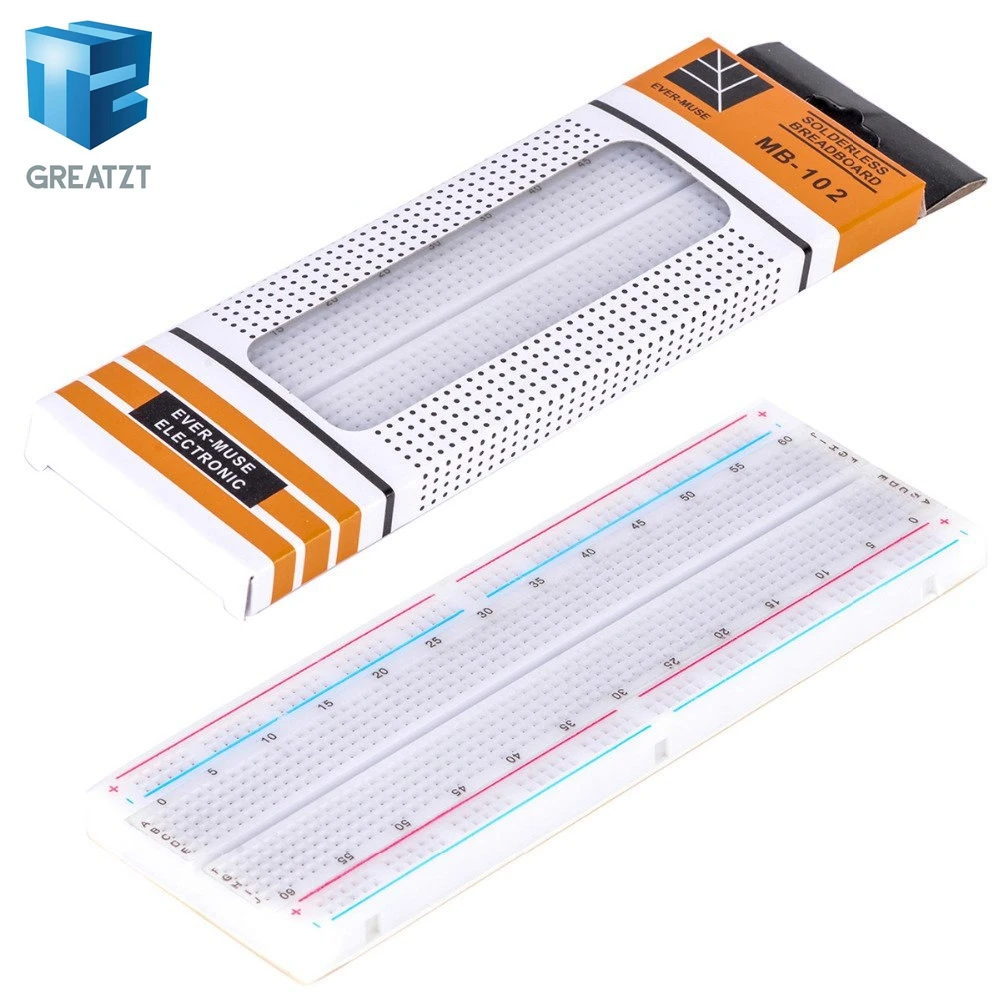 

GREATZT 1pcs Breadboard 830 Point PCB Board MB-102 MB102 Test Develop DIY kit nodemcu raspberri pi 2 lcd High Frequency