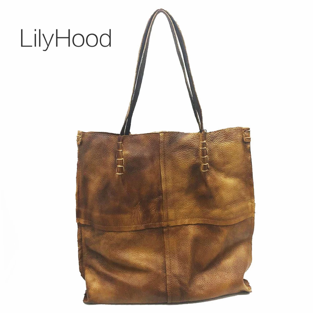 

Natural Cow Leather Top-handle Bag Women Casual Big Capacity Shopping Bag Female Genuine Leather Vintage Handbag for Work Daily