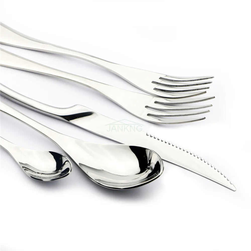 JANKNG 30 шт./компл. набор столовых приборов 18/10 Нержавеющая сталь посуда зубчатые острый стейк Ножи набор посуды Услуги для iPhone 6