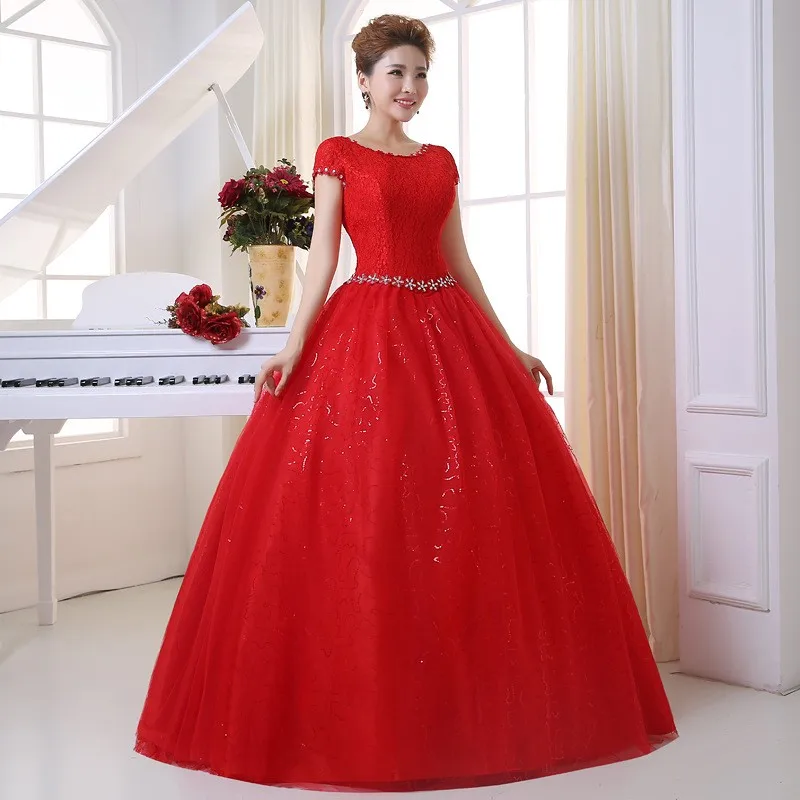 bridal dresses Popodion Sexy Lace Backless Bride Ball Gown Wedding Dress Women Bandage Cheap Wedding Dresses WED90129 ball gown wedding dress