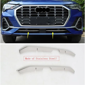 

Yimaautotrims Front Bumper Lower Grilles Grille Grill Decorative Strip Cover Trim Fit For Audi Q3 2019 2020 Chromium Styling