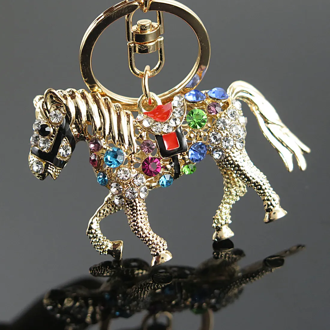 Unique Multicolor Crystal Horse Metal Bag Pendant Key Holder Keyring Keychain For Car Best Gift Unique Multicolor Crystal Horse Metal Bag Pendant Key Holder Keyring Keychain For Car Best Gift