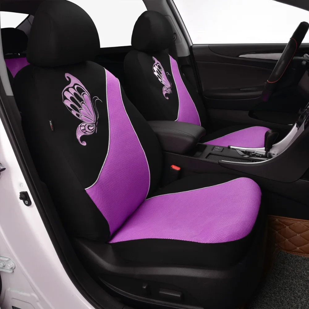 

2019 New Arrival Pink Car Seat Covers Butterfly Embroidery Car-Styling Woman Seat Covers Automobiles Interior Accessories toyota